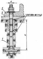 При установке составных фундаментных болтов ГОСТ 24379.1-80 нижняя шпилька устанавливается до бетонирования